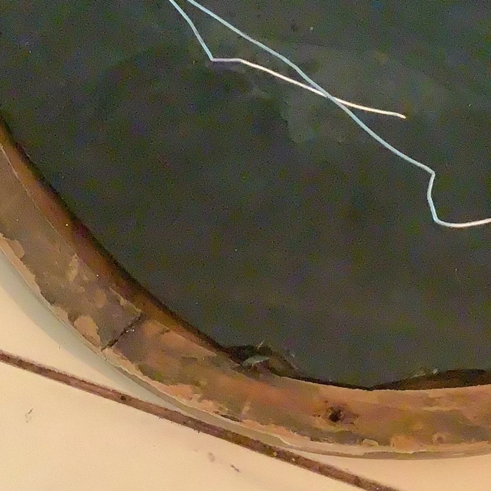 Antique Vintage Chippy Gold Painted Distressed Oval Wall Mirror